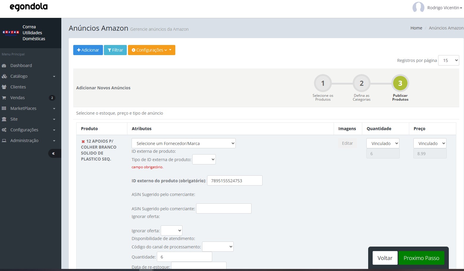 Tela de anuncio 3 da Amazon na plataforma egondola